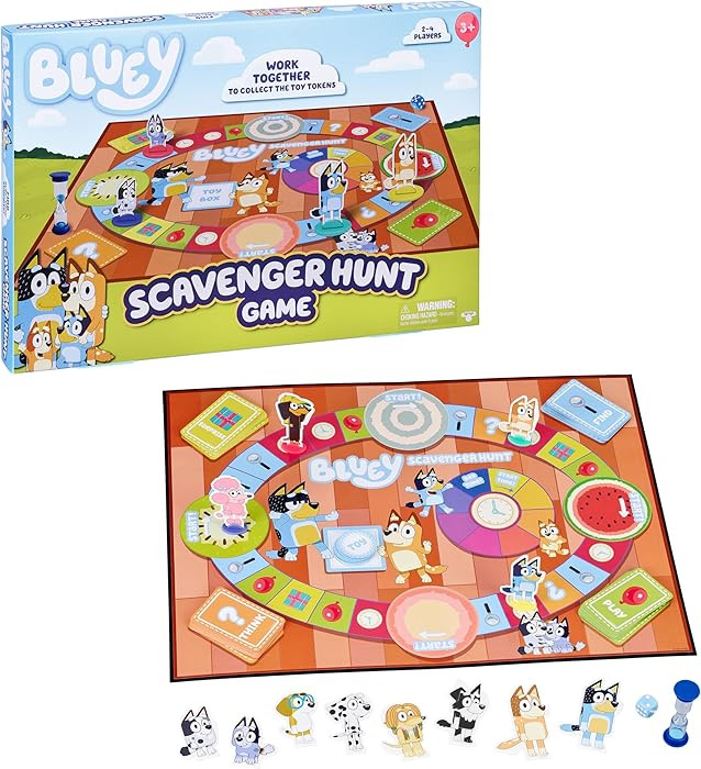 Bluey Scavenger Hunt Board Game, Cooperative Play with 4 Exclusive Mini-Figures, Indoor Games for... | Amazon (US)