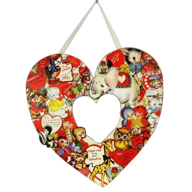Valentine's Day Valentine Vintage Heart Wreath Cards Retro Postcard Door Love 108701 | Walmart (US)