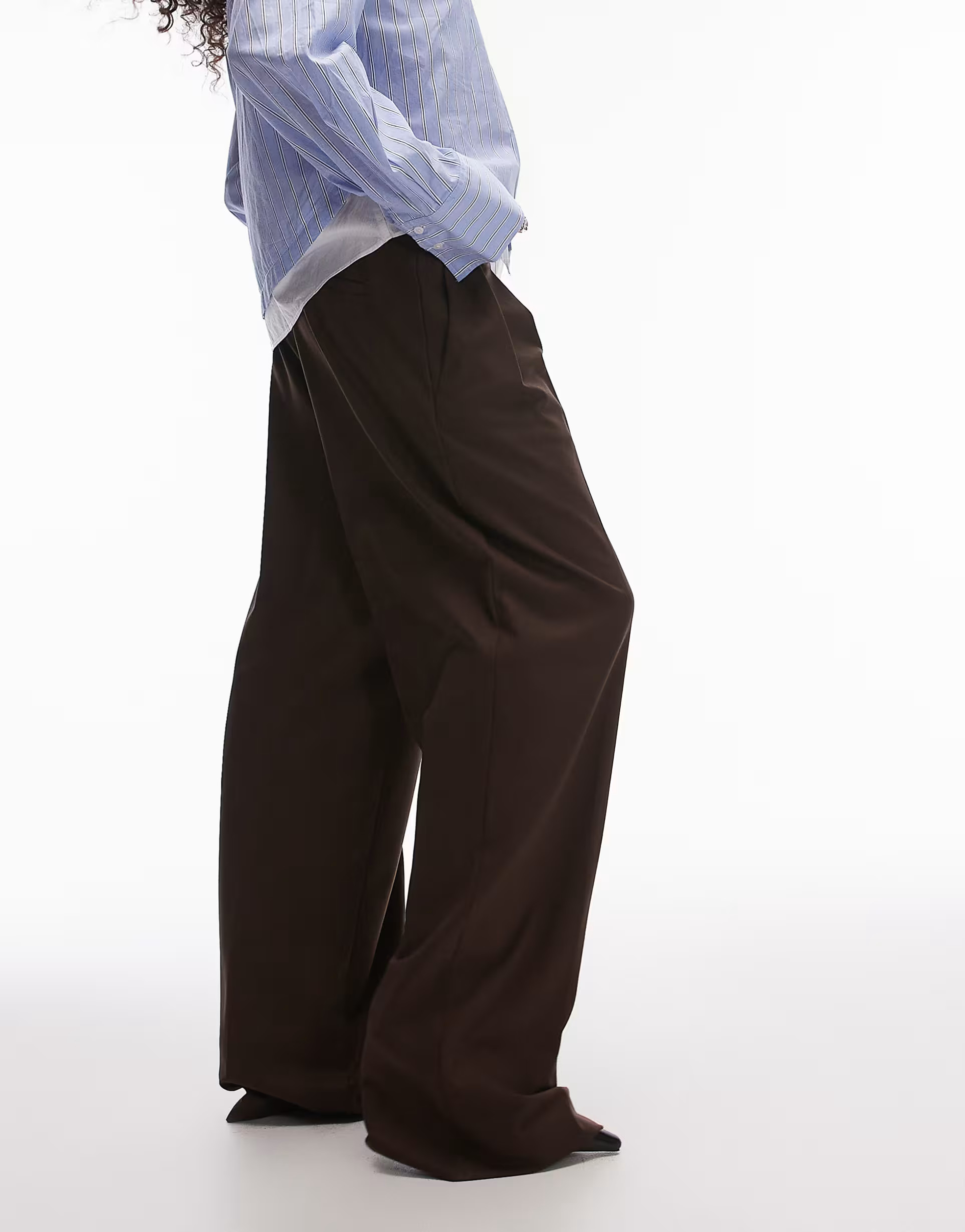 Mango longline relaxed trouser in dark brown | ASOS (Global)