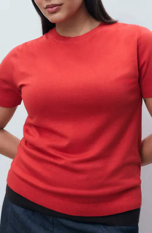 MANGO Short Sleeve Sweater in Red at Nordstrom, Size Small | Nordstrom