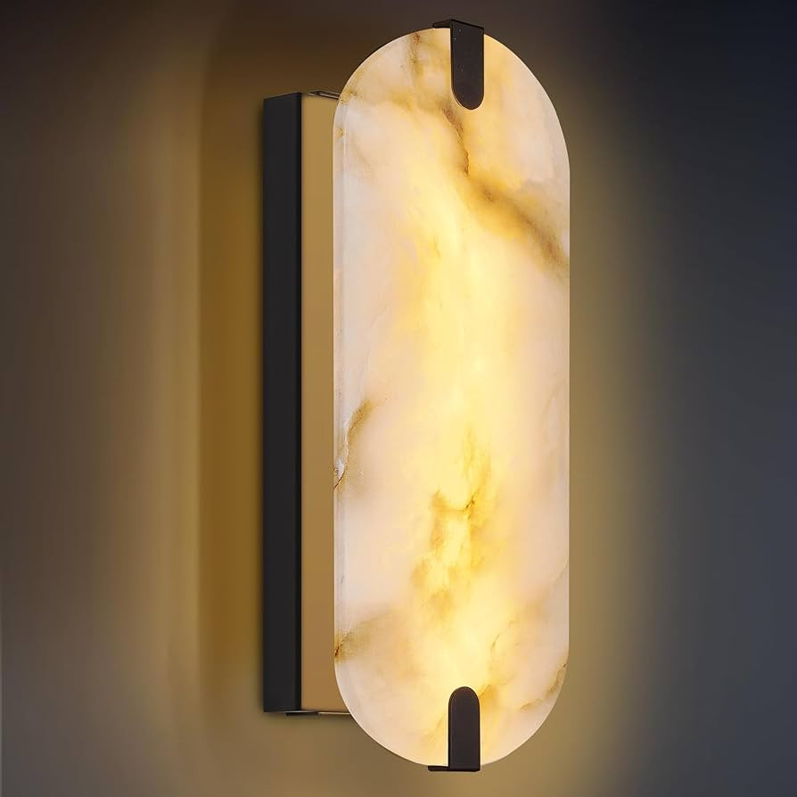 14.17in Alabaster Wall Sconces, Natural Marble Wall Light, Modern LED Alabaster Sconces for Livin... | Amazon (US)