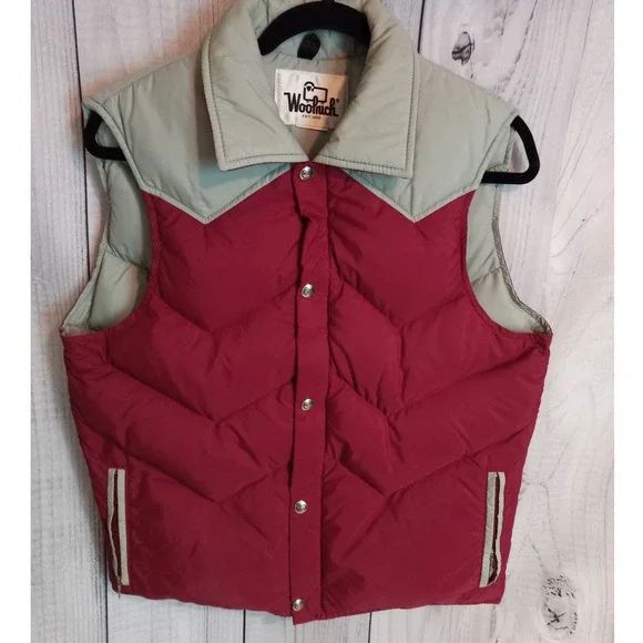 Woolrich | Vintage Burgundy & Gray Down ? Trucker Puffer Vest | Poshmark