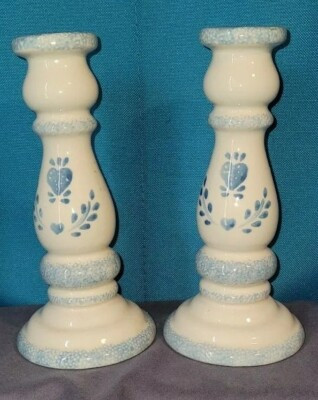 Set of 2 Vintage Loomco China  Blue Heart Candlesticks, Vintage | eBay US