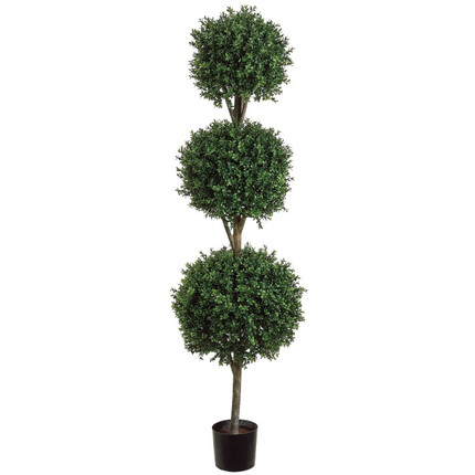 Click for more info about Triple Ball-Shaped Faux Boxwood Topiary in Plastic Pot, 72"