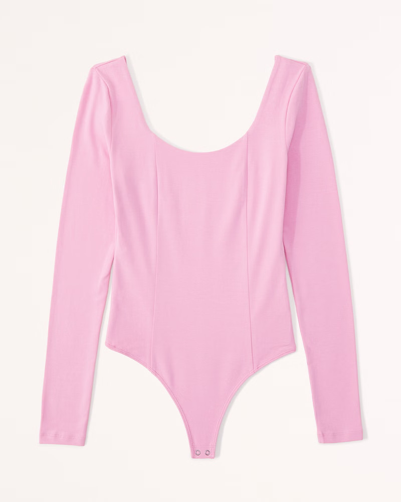 Long-Sleeve Seamed Scoopneck Bodysuit | Abercrombie & Fitch (US)
