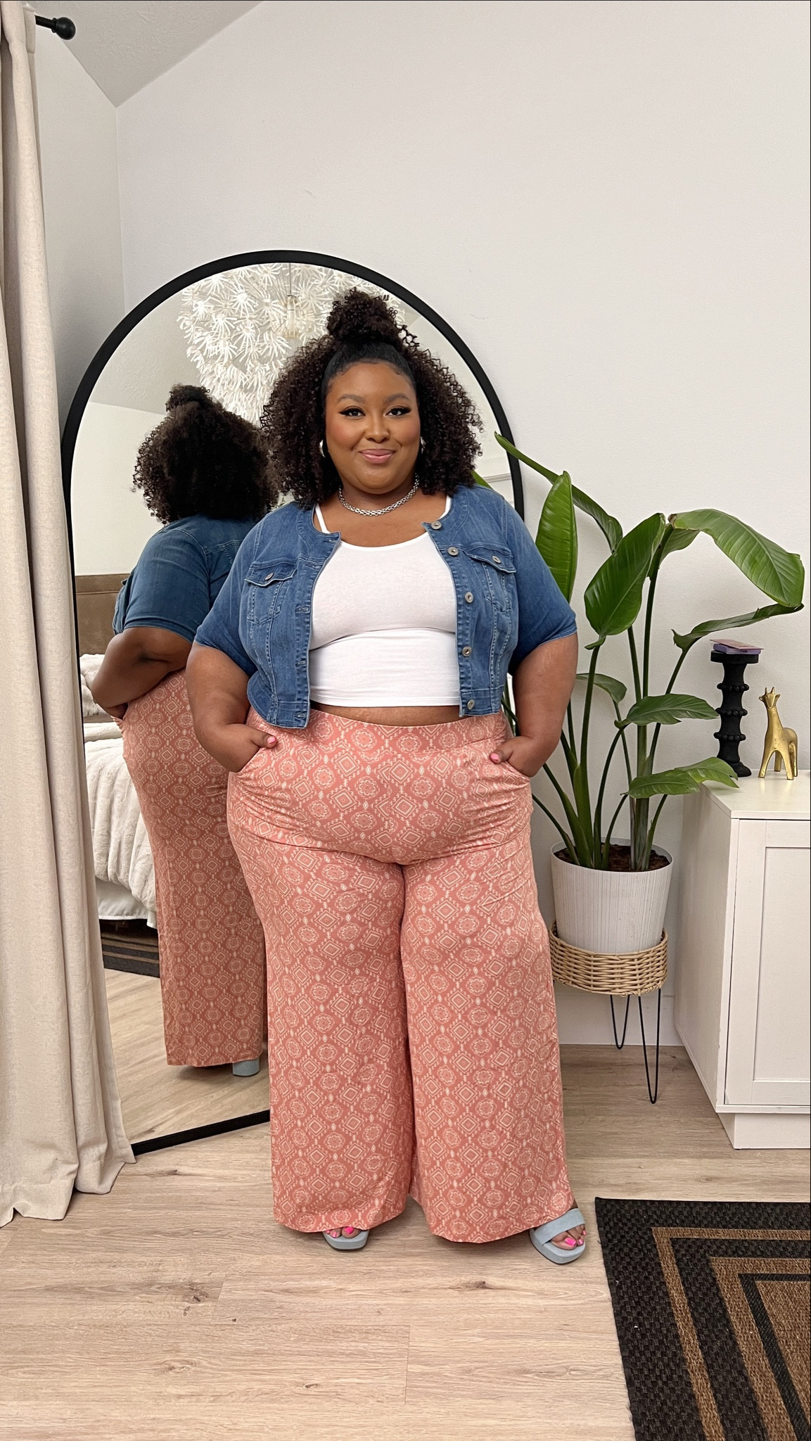 This look is a relaxed casual lovers dream. The color and fit of these wide leg pants will make any outfit you create shine! This pretty cropped bolero can be worn as a top or jacket and I love the sleeve length. And finally, this white tank crop top is so cute, I’m definitely buying several more!

This look is perfect for Spring and Summertime weather. Everything is lightweight and cool!

I’m wearing a Torrid size 4 in the pants(not stretchy) and a size 2 in the crop top, and 3 in the bolero.

Plus size, midsize, sizes 10-30 get into this look!

#LTKmidsize #LTKstyletip #LTKplussize