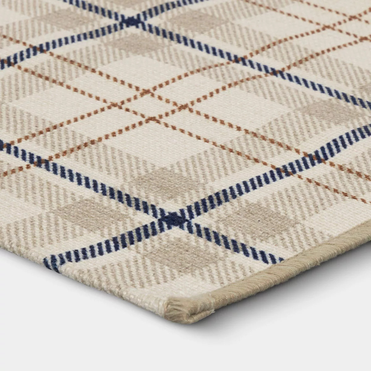 2'x3' Plaid Dorm Scatter Accent Rug Blue/Ivory/Khaki - Threshold\u2122 | Target