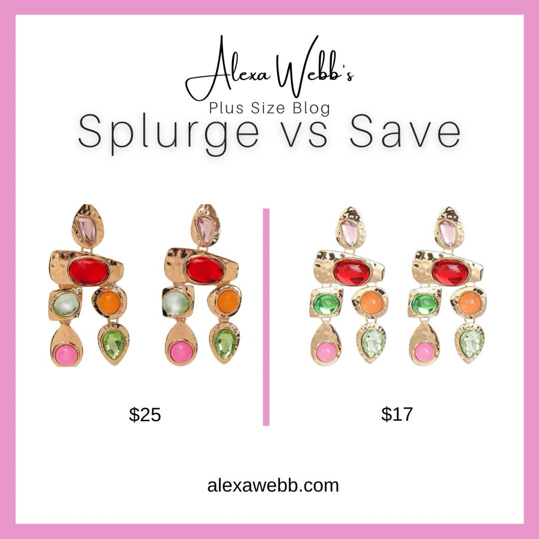 Beautiful Dangle Earrings: Splurge vs Save #plussize Alexa Webb

#LTKFindsUnder50 #LTKStyleTip #LTKPlusSize