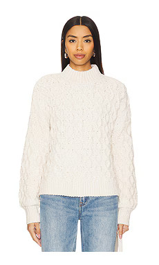 Sanctuary Cable Mock Neck Sweater in Light Almond from Revolve.com | Revolve Clothing (Global)