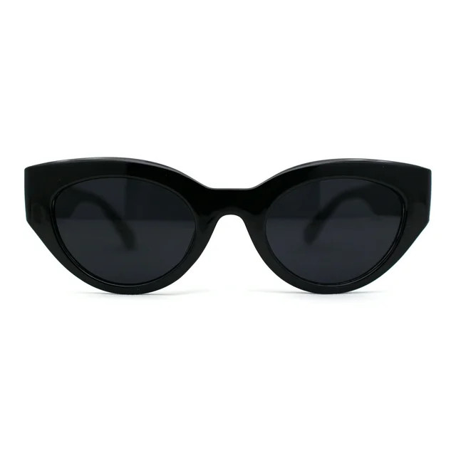 Womens Classic Mod Cute Cat Eye Plastic Sunglasses All Black - Walmart.com | Walmart (US)