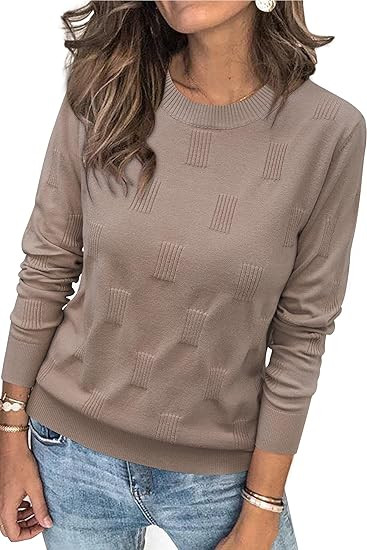 Arach&Cloz Women's Soft Knit Sweater Fall Dressy Casual Pullover Tops | Amazon (US)
