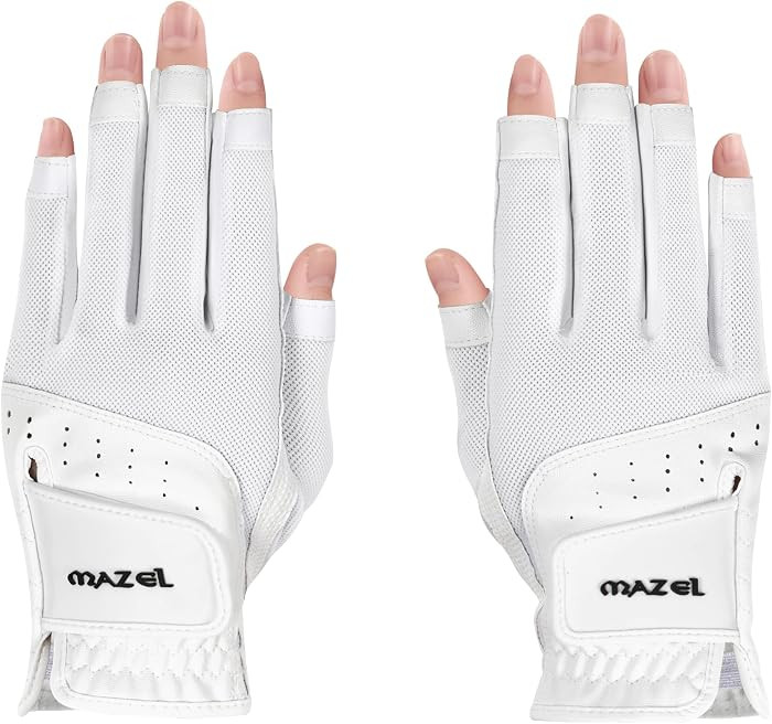 MAZEL Women's Fingerless Golf Gloves One Pair Open-Finger Design,Breathable Hot Wet Weather Sweat... | Amazon (US)