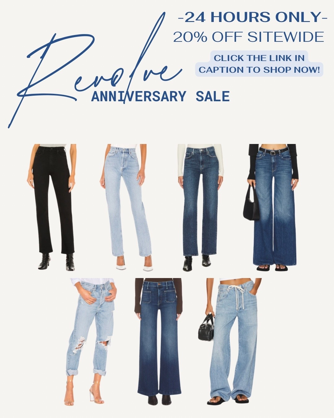 The hunt for the perfect jeans ends here.

REVOLVE’s Anniversary Sale is TODAY ONLY and these denim picks are 20% off.

Straight leg, wide leg, everyday denim — the kind that makes your legs look amazing.

Use code HAPPY20 while it lasts.

Tap the link in my caption to shop.

#DenimFinds #RevolveSale #JeansYouNeed #StyleEssentials


#LTKSaleAlert #LTKootd #LTKSpringSale