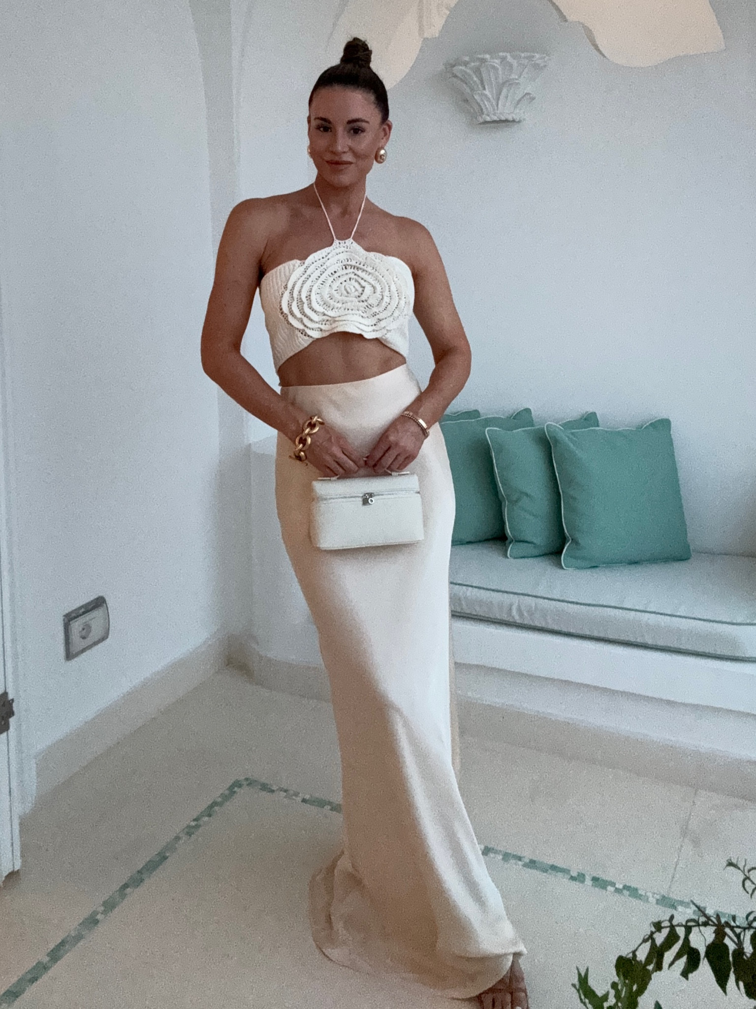 Small in knit crop top and Xs in skirt 

Vacation outfit 
Resortwear 
Bridal outfit 
Honeymoon outfit 
Holiday outfits 
Vacation look 
European summer 
Italy outfit 

#LTKFindsUnder100 #LTKStyleTip #LTKTravel