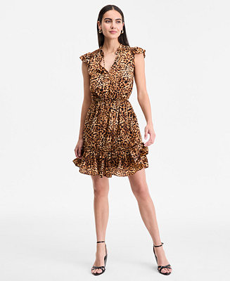 Women's Cheetah-Print Flutter-Sleeve Dress, Exclusively at Macy's | Macy's