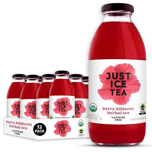 Just Ice Tea Organic Iced Tea, 16 Fl Oz Glass Bottles (Berry Hibiscus Herbal Tea, Pack of 12) | Amazon (US)