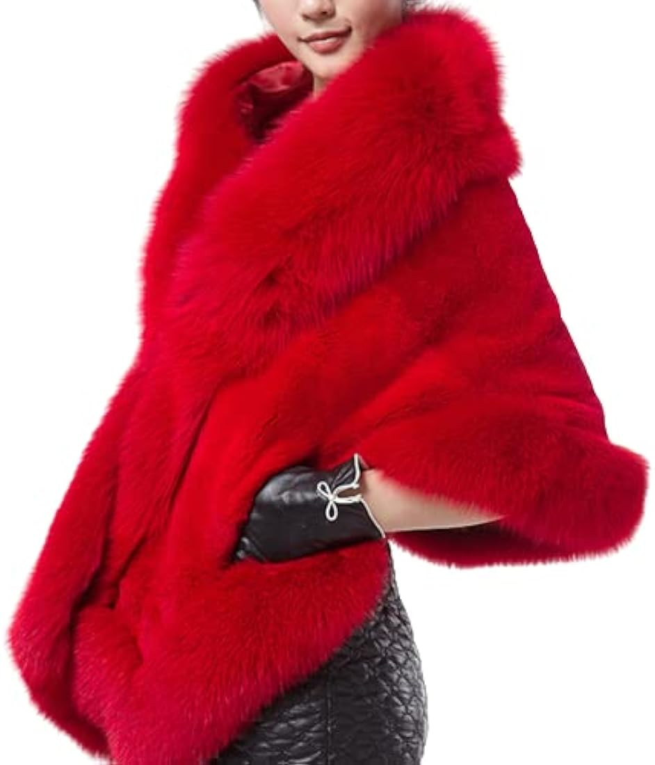 Women's Faux Fur Shawl Soft Versatile Scarf Wrap Shrug Winter Warm Cloak Coat Cape for 1920s Brid... | Amazon (US)