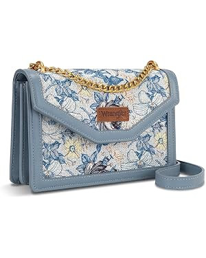 Wrangler Flap Shoulder Bag for Women Vintage Floral Tooled Crossbody Purse with Chain Strap | Amazon (US)