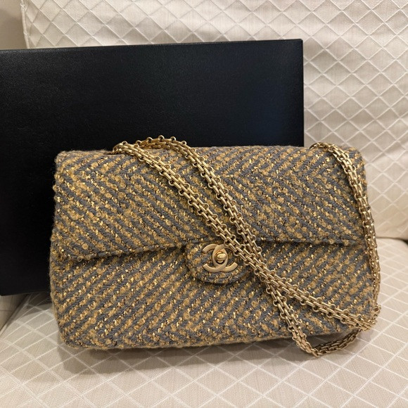 Chanel Gray and Gold Women's Bag | Poshmark