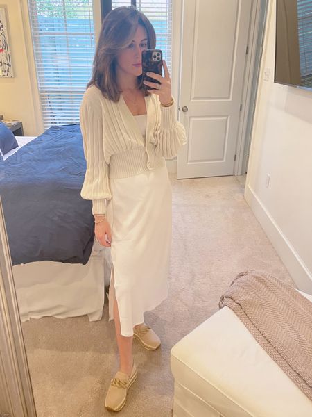 All white monochrome is such a vibe for spring 🤍 just feels so fresh! You can see I layered different shades of cream and white to give the outfit a little depth. Love this slip skirt from target. I also have it in pink! These shoes are going to be a spring staple in my closet for sure!

#LTKstyletip #LTKSeasonal #LTKunder50