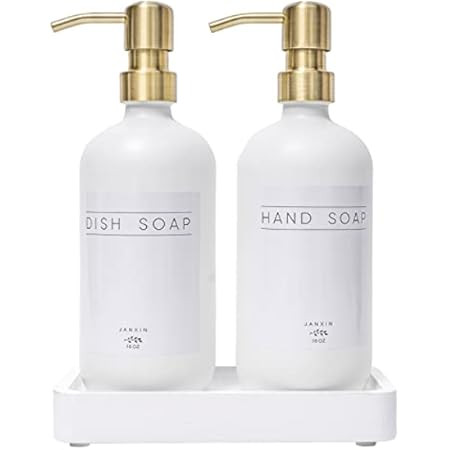 Glass Soap Dispenser with Pump and Concrete Tray | Vintage Soap Dispenser Bathroom and Kitchen Set w | Amazon (CA)