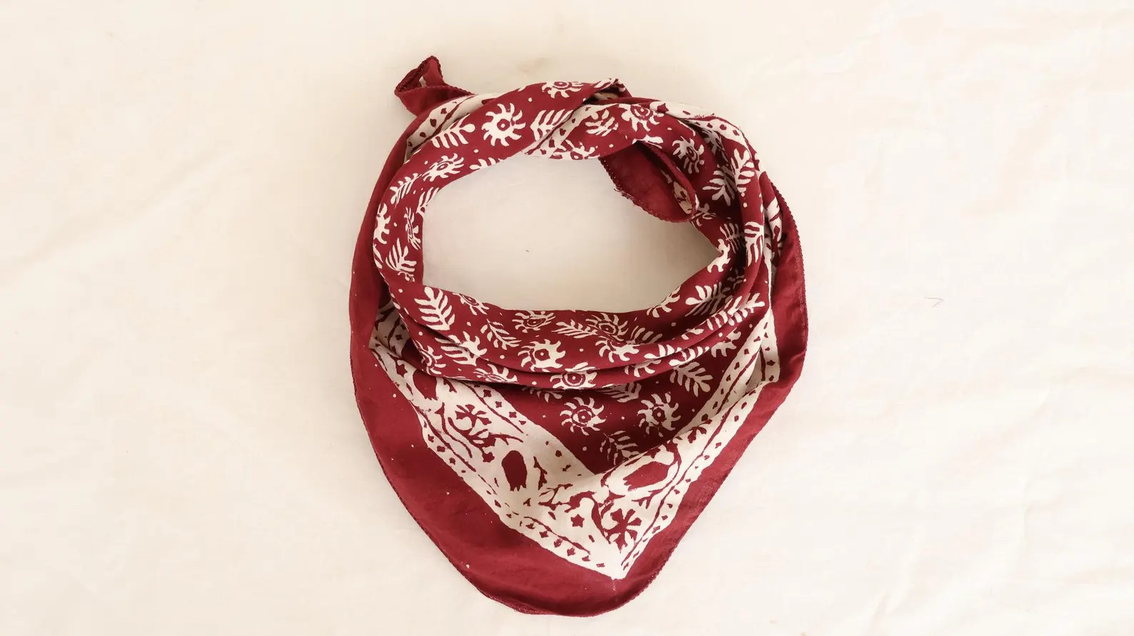 Hand Block Printed Cotton Bandana: Red Floral Boho Scarf | Eco-Friendly Head Wrap | Boho Hair Acc... | Etsy (Global)