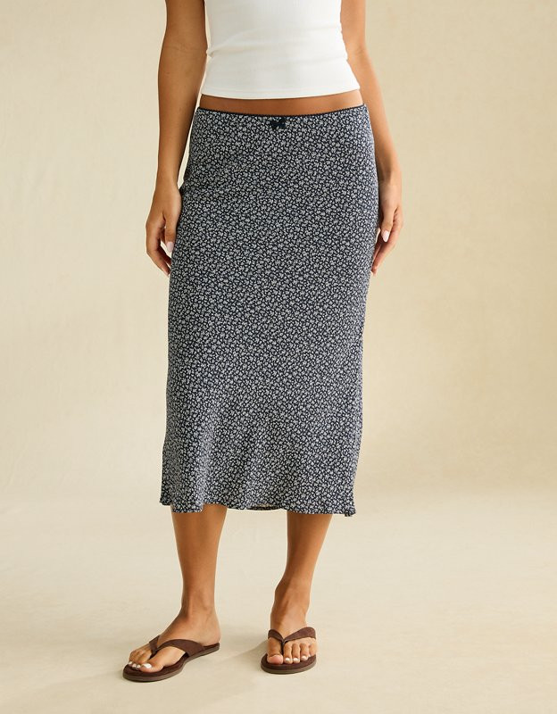 AE Low-Rise Slip Midi Skirt | American Eagle Outfitters (US & CA)