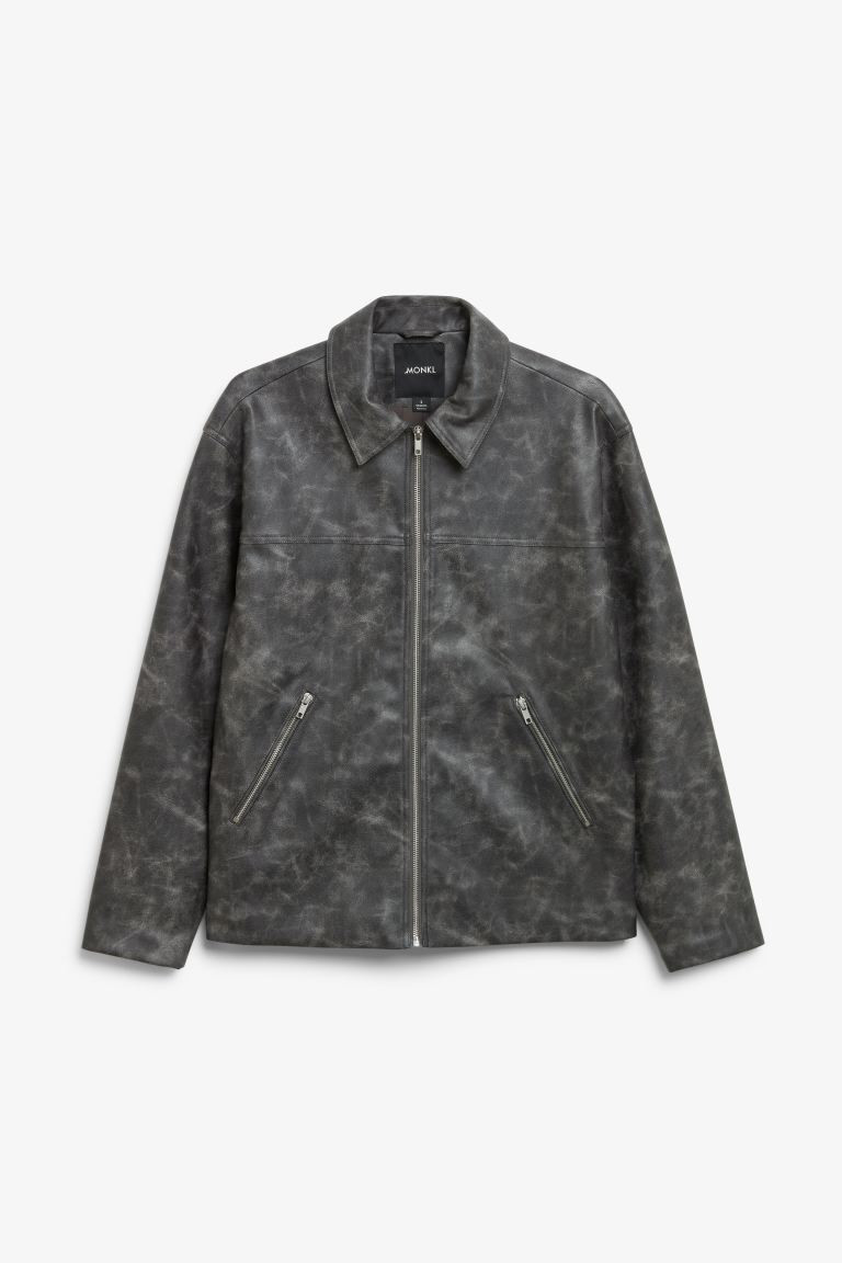 Faux-leather zip-up biker jacket | H&M (UK, MY, IN, SG, PH, TW, HK)