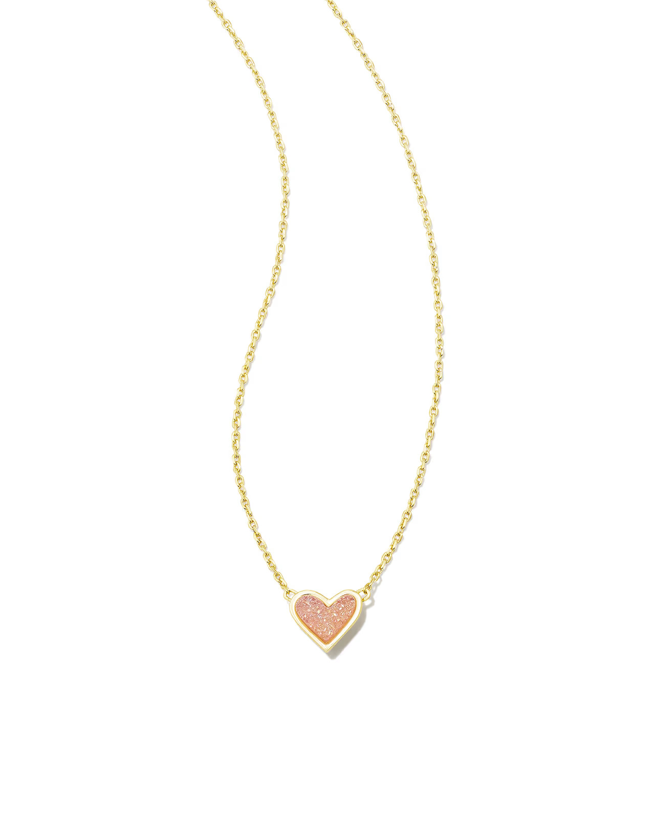 Framed Ari Heart Gold Short Pendant Necklace in Light Pink Drusy | Kendra Scott | Kendra Scott