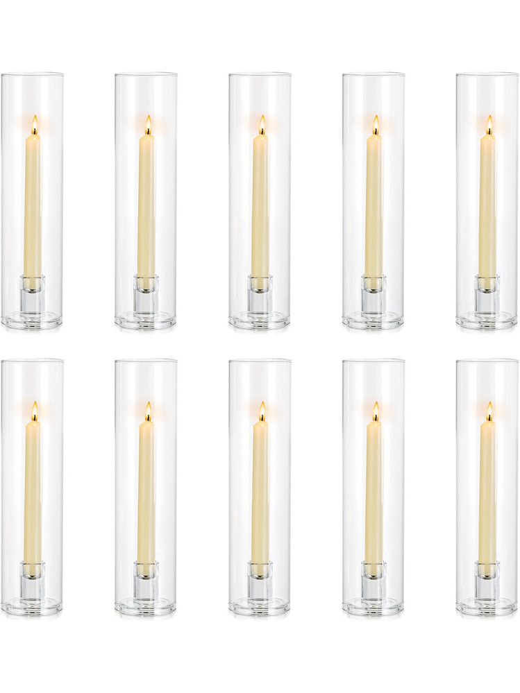 Hurricane Glass Candle Holders: 2/10 Pcs Candlestick Holder For Taper Candles With Cylinder Cover... | SHEIN