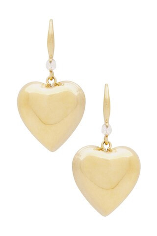 Solid Puffy Heart Huggie Earring in Gold | Revolve Clothing (Global)