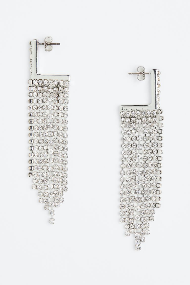 Long Rhinestone Earrings | H&M (US)