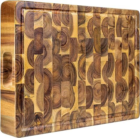 Cutting Board (17x13x1,5in) End Grain Cutting Board, Acacia Wooden Cutting Board, Butcher Block, ... | Amazon (US)