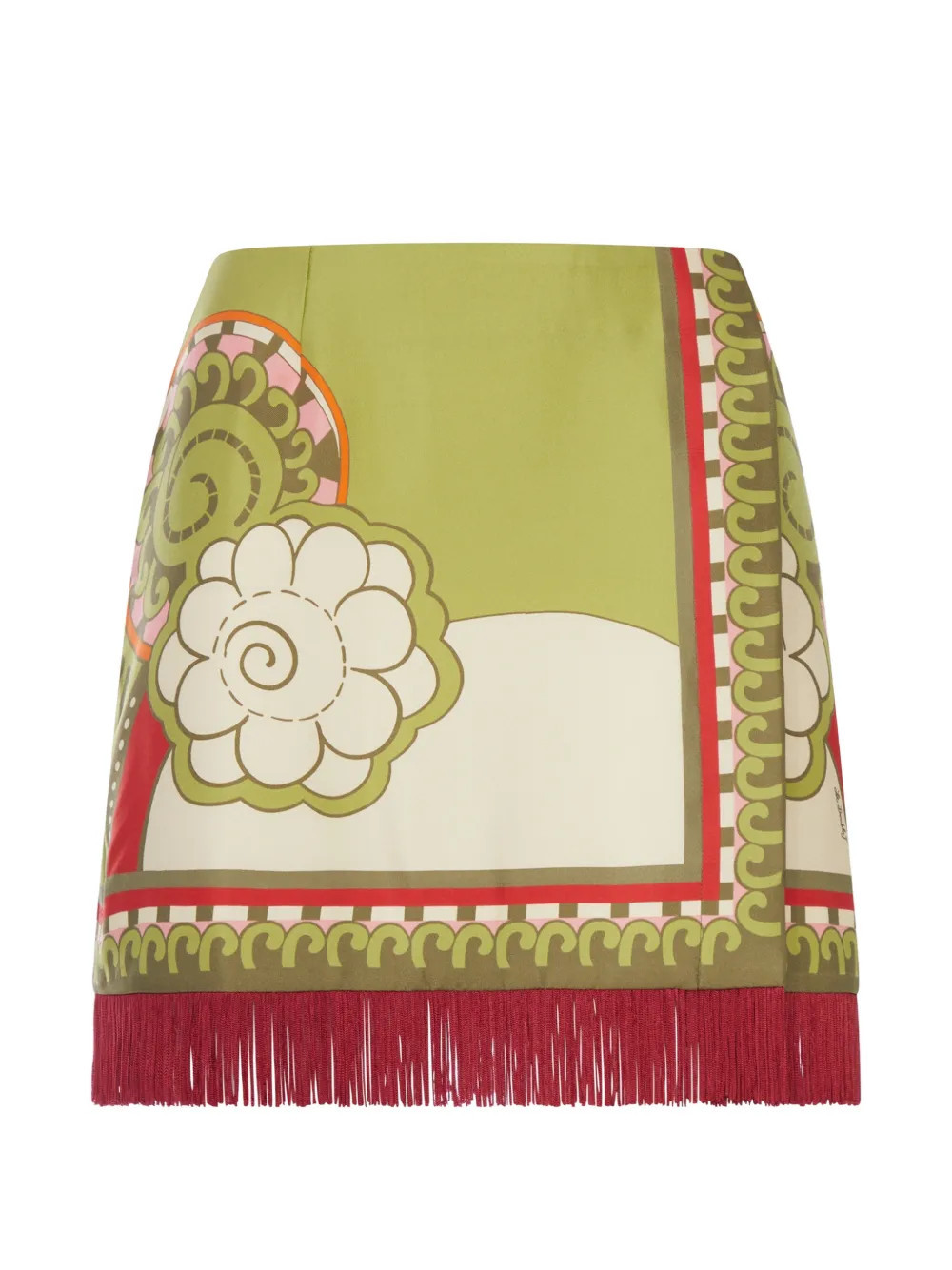 La DoubleJ fringed A-line mini skirt - Green | Farfetch Global