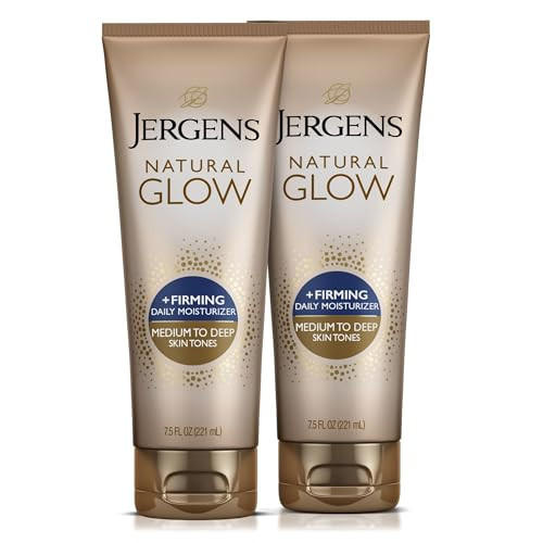 Jergens Natural Glow +Firming Self Tanner Body Lotion, Medium to Deep Skin Tone, Sunless Tanning Moisturizer with Collagen and Elastin, Helps to Visibly Reduce Cellulite, 7.5 Oz, Pack of 2 | Amazon (US)
