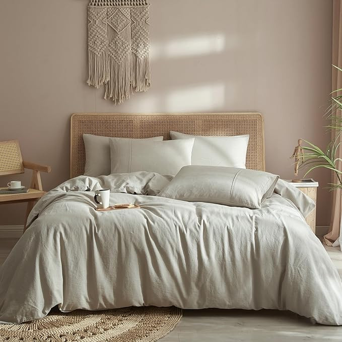 Ivellow Linen Duvet Cover Queen 100% Washed French Flax Pure Linen Duvet Cover Soft Breathable Du... | Amazon (US)