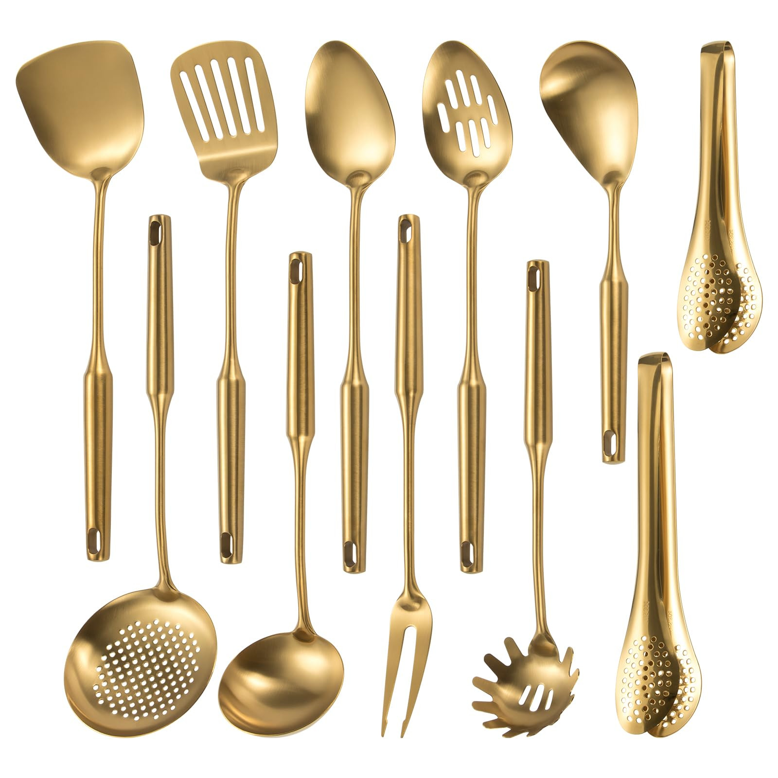304 Stainlss Steel Matte Kitchen Utensils Set, 11 Pcs Long Metal Cooking Utensil Gadgets Tools Se... | Amazon (US)