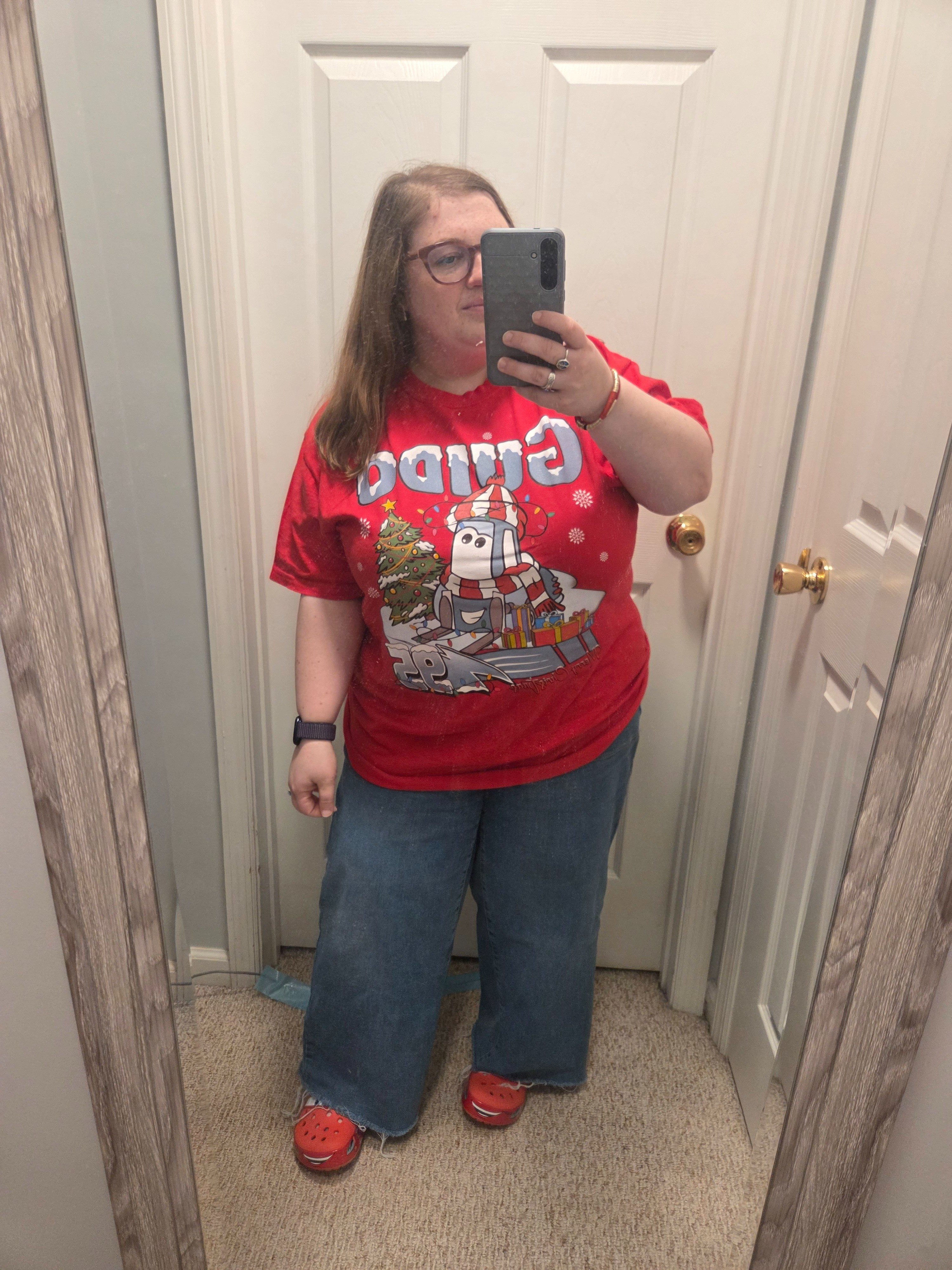The cutest Christmas tee for the Cars lover in your life. I am wearing an XL in the Comfort Colors Red with Guido on the front. Paired here with my favorite wide leg jeans from Kohls. 

#LTKGiftGuide #LTKHoliday #LTKootd