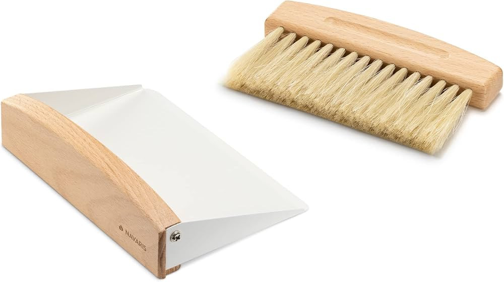 Navaris Small Dustpan and Brush Set - Wooden Mini Dust Pan Brush for Sweeping Table Tabletop - Co... | Amazon (CA)