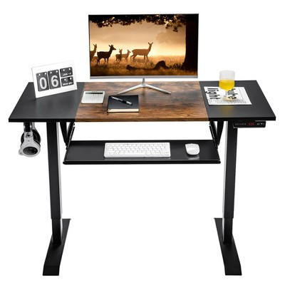 Costway 48'' Electric Sit to Stand Desk Adjustable Workstation w/ Keyboard Tray Brown | Target