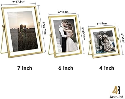 Set of 3 Glass Photo Frame Collection Simple Metal Geometric Picture Frame with Glass Cover Includes | Amazon (US)