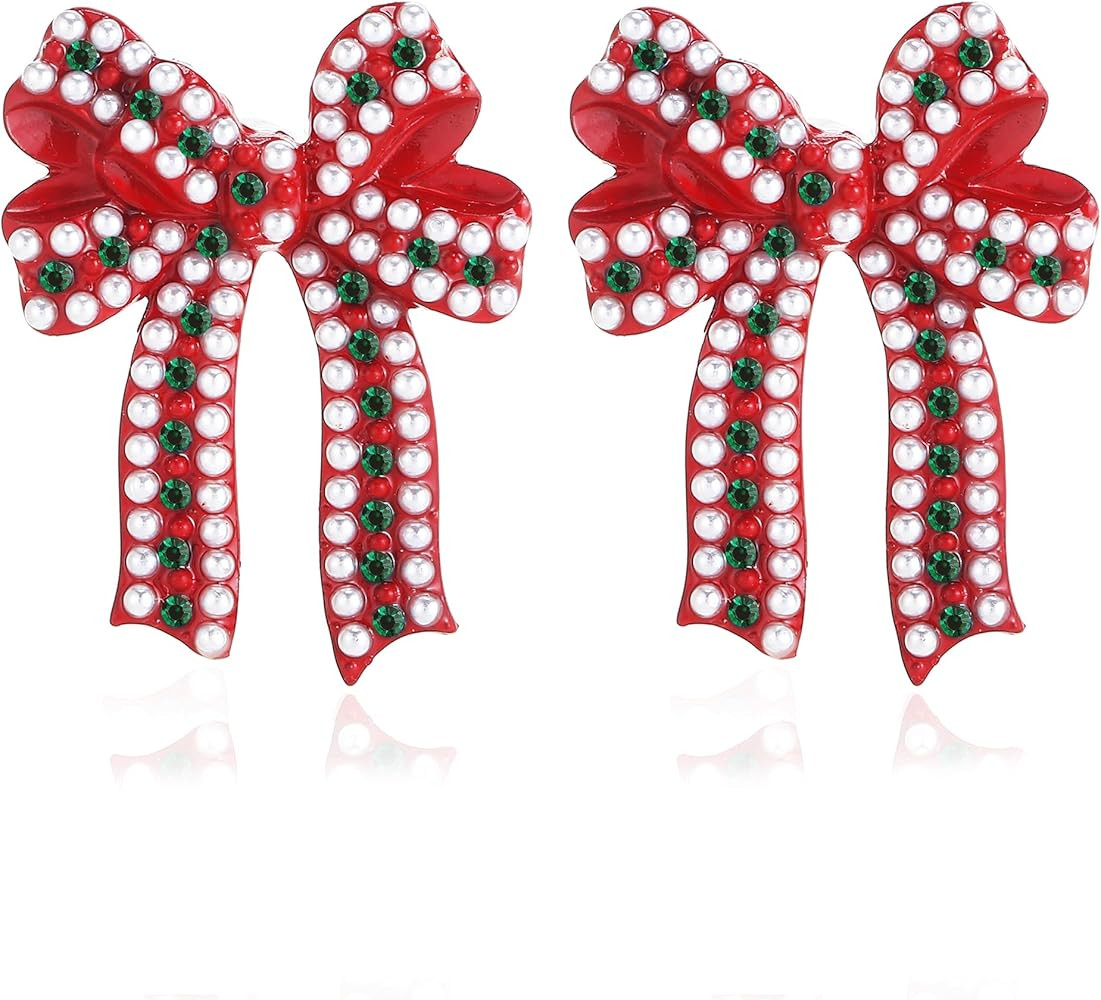 Christmas Earrings Merry Christmas Tree Bow Light Bulb Candy Cane Gingerbread Man Xmas Ornament D... | Amazon (US)