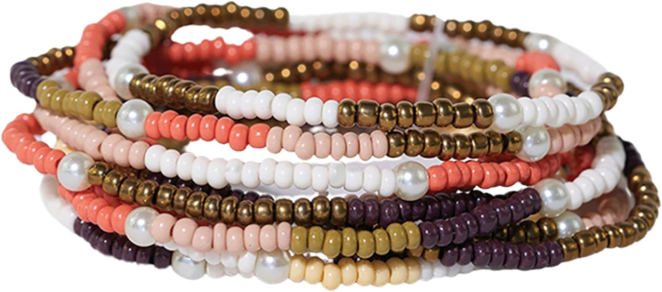 INK + ALLOY Beaded Stackable Bracelets for Women, Sage Small Beaded Stretch Boho Bracelet Stack, ... | Amazon (US)