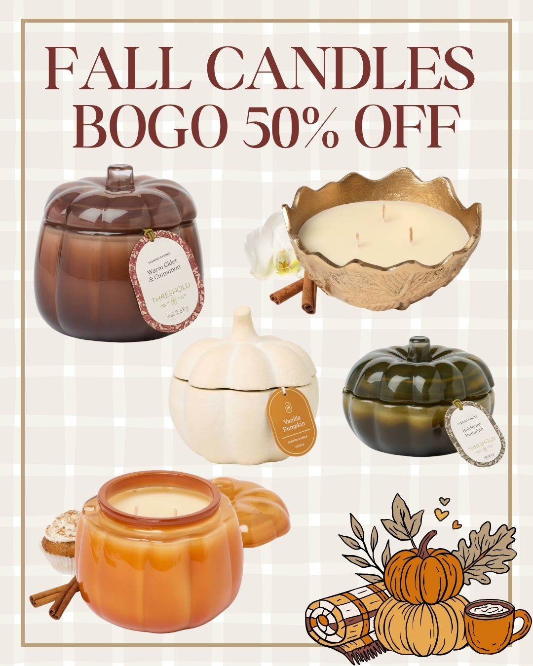 Grab the cutest and yummiest fall candles for BOGO 50% off right now! I have the glass pumpkin candles from last year and they are so cute tucked on a bookshelf or small table! 

 #LTKSeasonal #LTKHome