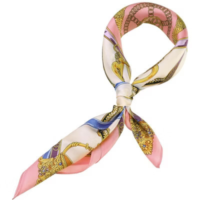 Allegra K Women's 100% Silk Floral Graphic Print Square Scarf Head Scarves Kerchief Neckerchief 21.6" X 21.6" Pink Purple | Target