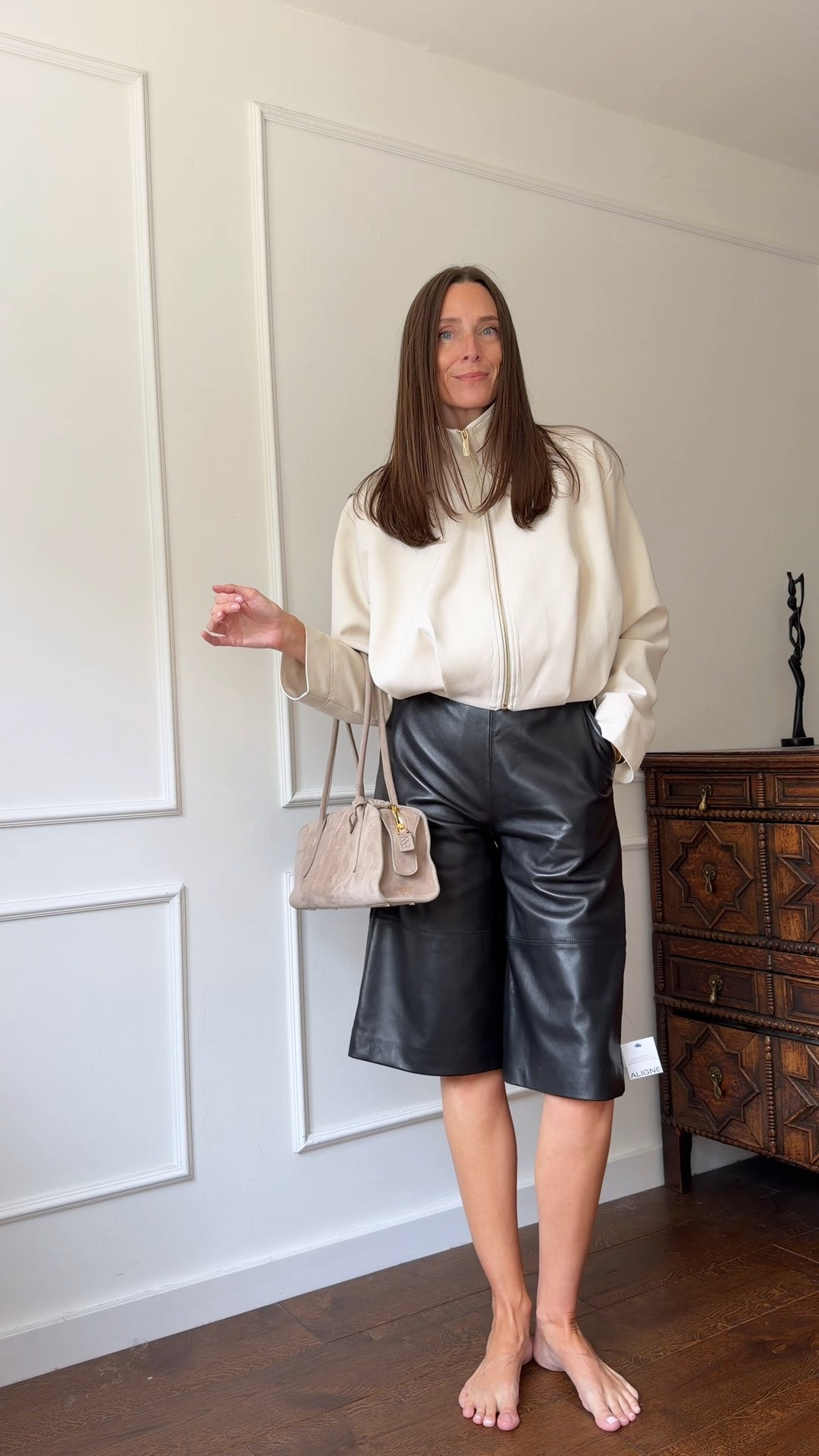 Autumn and transitional outfit inspo. 
Leather shorts, long leather shorts, funnel neck jacket.

#LTKFashionMonth #LTKuk #LTKautumn