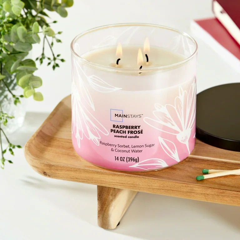 Mainstays 3-Wick Ombre Wrap Raspberry Peach Candle, 14-Ounce | Walmart (US)