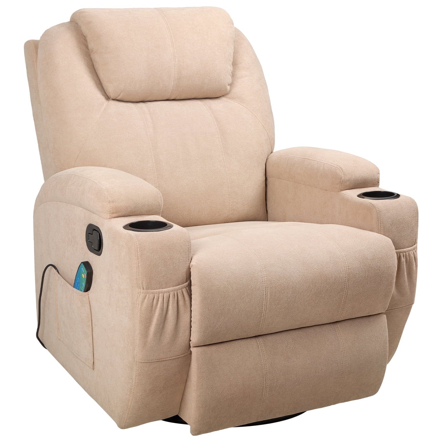 Lacoo swivel heated massage recliner with large headrest and thick armrests, beige | Walmart (US)