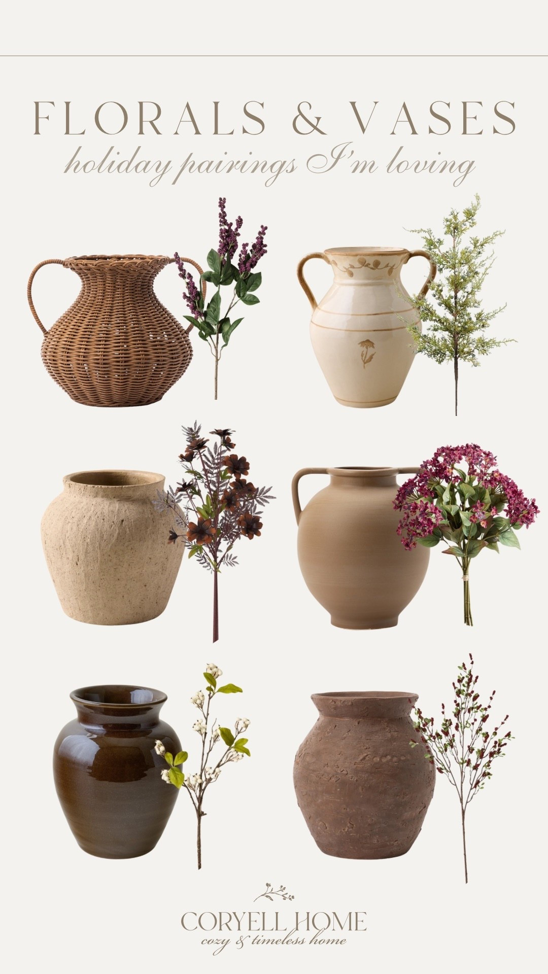 Christmas floral and vase pairings I am loving! A mix of affordable and splurge worthy finds, all of which create an elevated and cozy feel for the holidays! 

#LTKSeasonal #LTKStyleTip #LTKHome