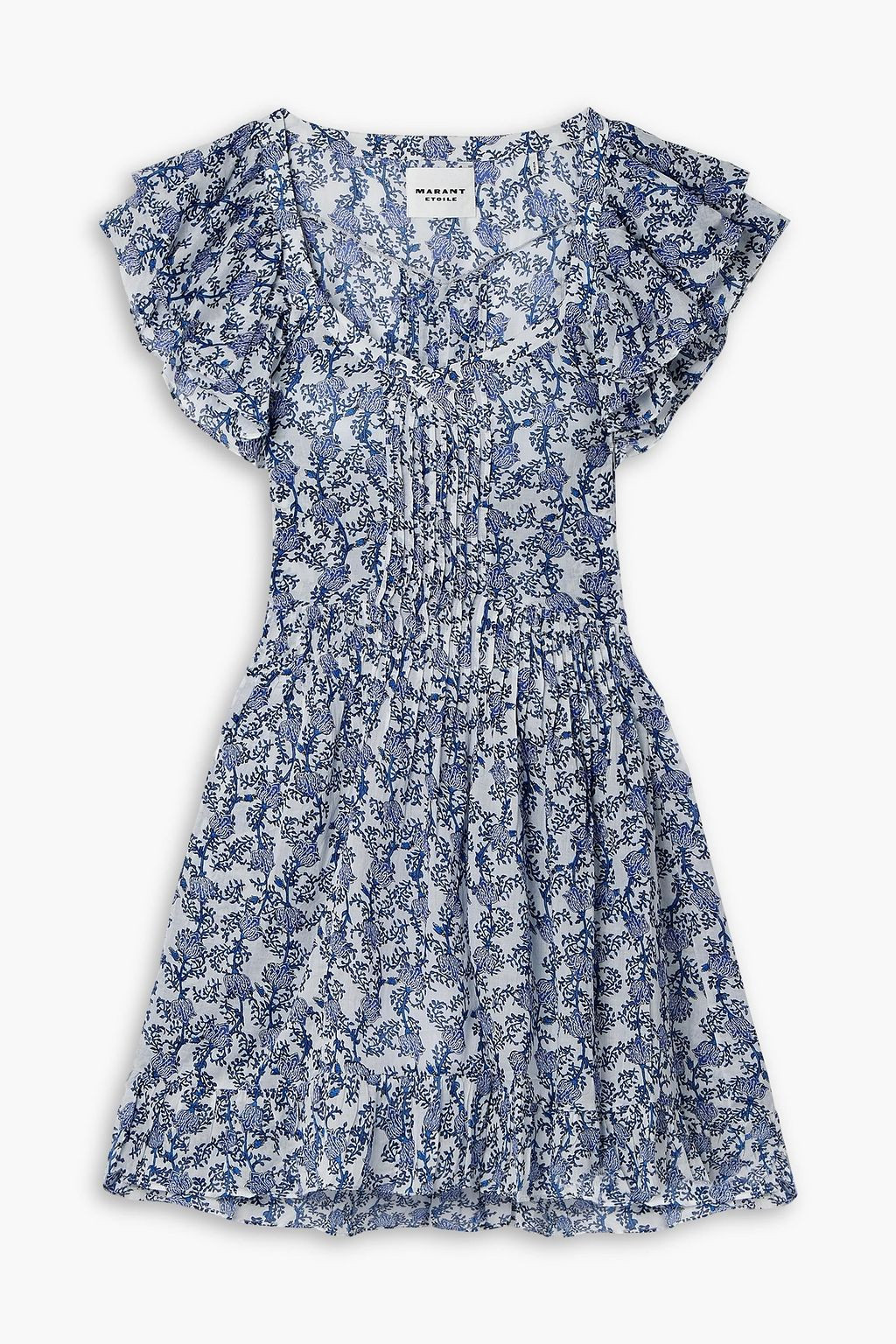 Godrana ruffled pintucked floral-print cotton-voile mini dress | The Outnet (US and CA)